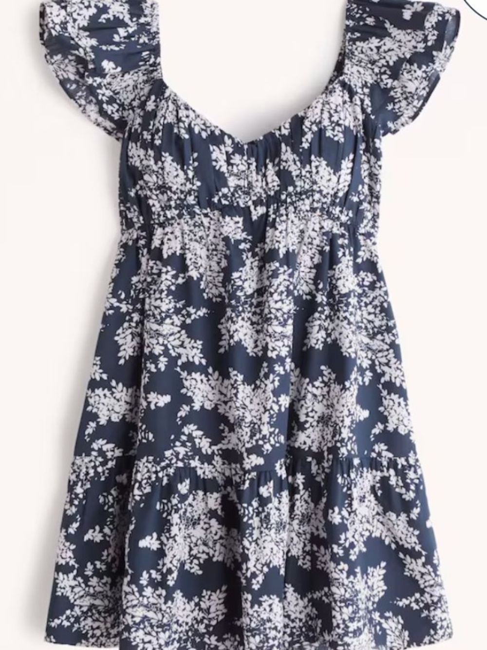Abercrombie & Fitch Flutter Sleeve Mini Dress – Navy Floral | Size S Tall